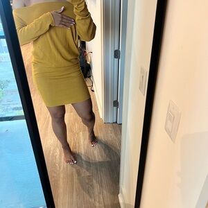 Elegant Mustard Off-Shoulder Dress